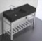 Black Console Sink With Counter Space and Chrome Base, 40